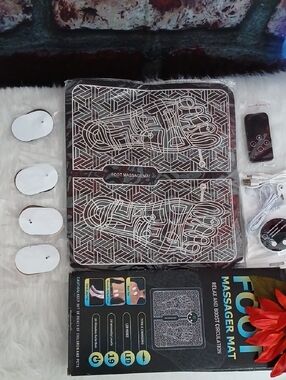 Electric Foot Massage Mat - Black with White Pattern